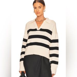 NWOT Velvet by Graham & Spencer Lucie Sweater in Black & Cream M
